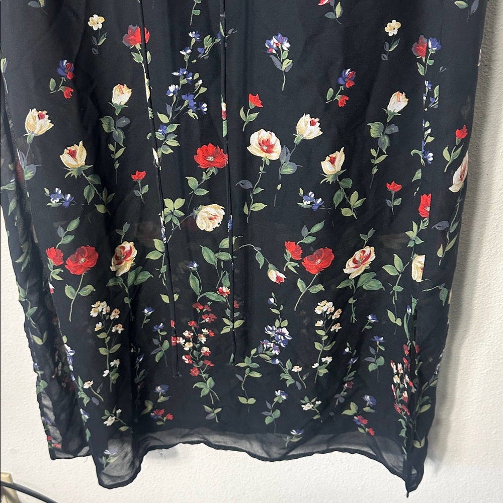 Donna Ricco lined  dress VTG Black Floral Bow tie Back 20W - Picture 2 of 7